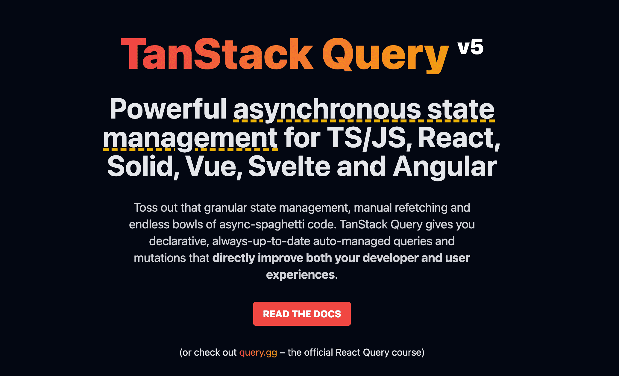 Tanstack query 공식 문서 캡쳐 화면